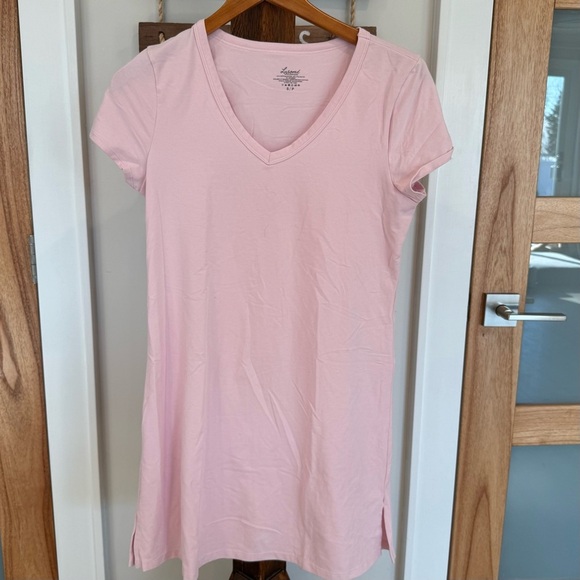 LUSOMÉ Women’s Pink Cotton Stretch Sleep Shirt Night Gown V-neck Aline Small EUC - Picture 2 of 8
